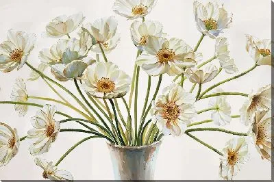 Картина маслом Белые анемоны в вазе