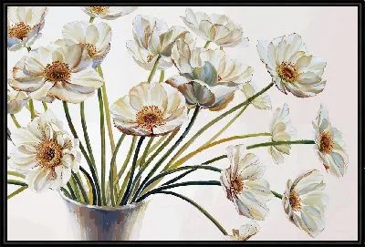 Картина Белые анемоны в вазе №2