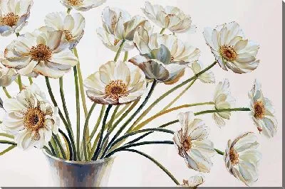 Картина маслом Белые анемоны в вазе №2