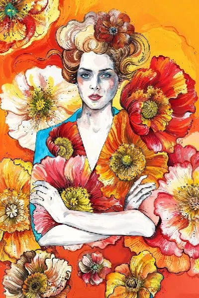 Плакат Девушка с анемонами