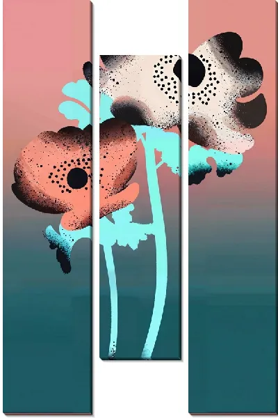 Модульная картина Иллюзия анемона №2