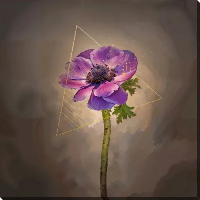 Картина маслом Анемон и золотой треугольник