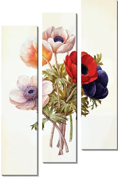 Модульная картина Букет с анемонами №2