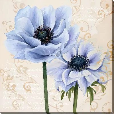 Картина маслом Два анемона в стиле винтаж