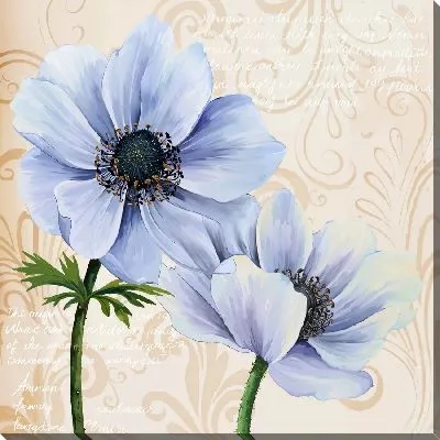 Картина маслом Два анемона в стиле винтаж №2