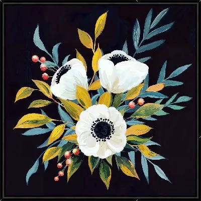 Картина Анемоны на черном фоне №5