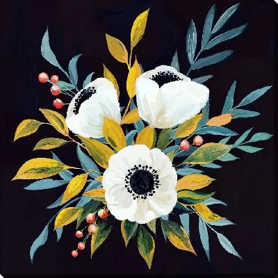 Анемоны на черном фоне №5