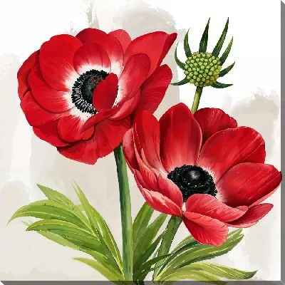 Картина маслом Два красных анемона №4