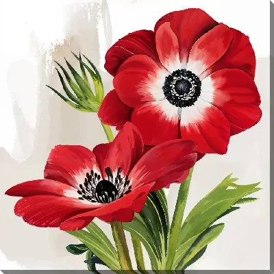 Картина маслом Два красных анемона №5
