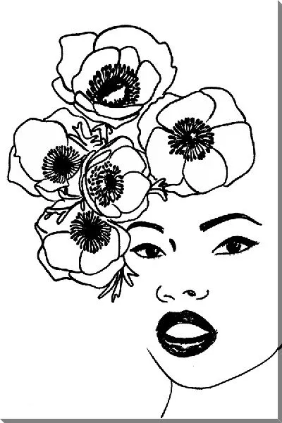 Постер Девушка с анемонами на голове