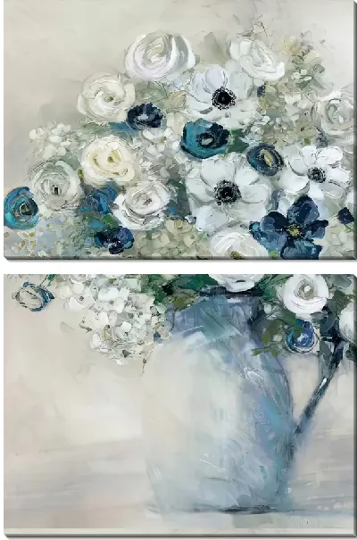 Модульная картина Анемоны в белой вазе