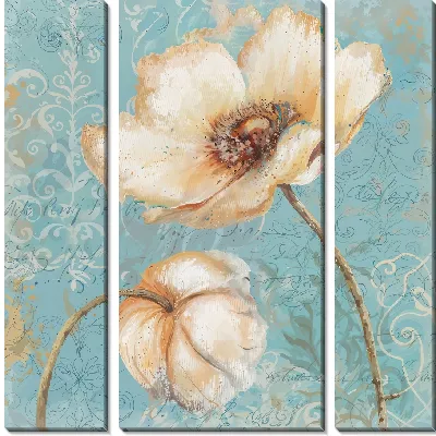 Модульная картина Винтажная композиция с анемонами №3