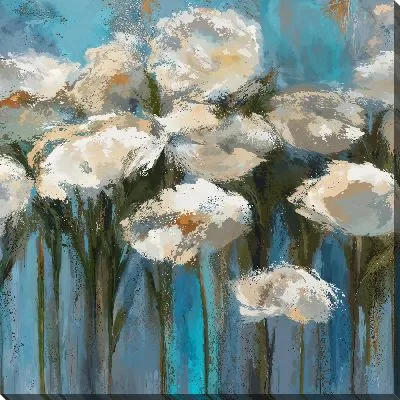 Картина маслом Анемоны на лазурном фоне