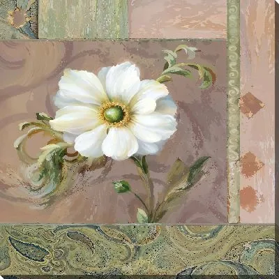 Картина маслом Белый анемон в стиле винтаж