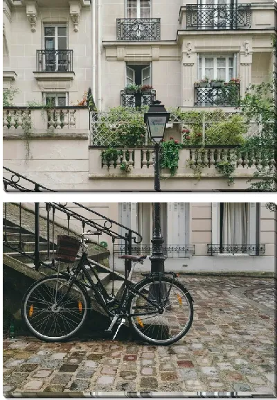 Модульная картина Велосипед на улочке Парижа