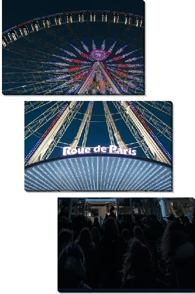 Модульная картина Колесо обозрения в ночном Париже