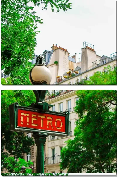 Модульная картина Вывеска Метро в Париже №2