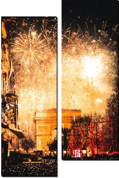 Модульная картина Фейерверк в Париже