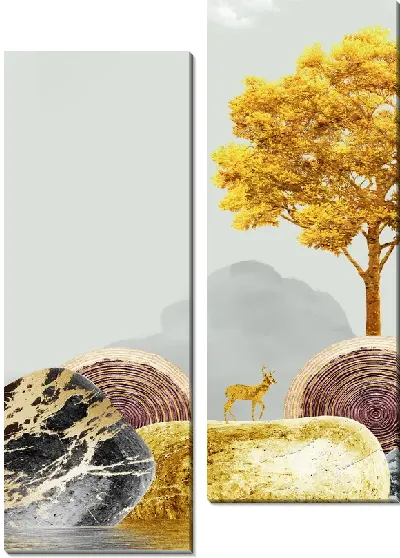 Модульная картина Золотой оленёнок