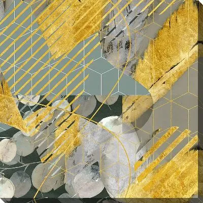 Картина маслом Арт композиция с золотыми линиями