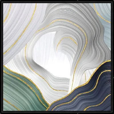 Геометрический флюид арт с золотыми линиями