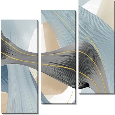 Геометрический флюид арт с золотыми линиями №2