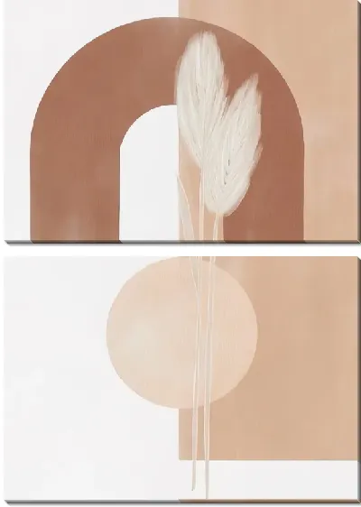 Модульная картина Геометрическая композиция с растением