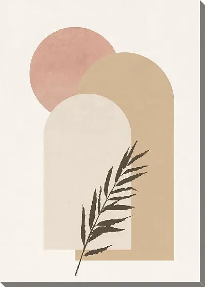 Картина маслом Геометрическая композиция с растением №2