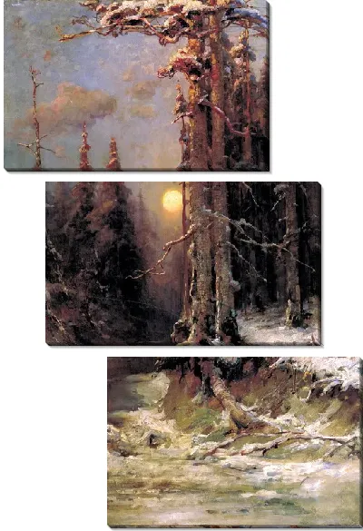 Картина Закат солнца зимой (Sunset in the winter)
