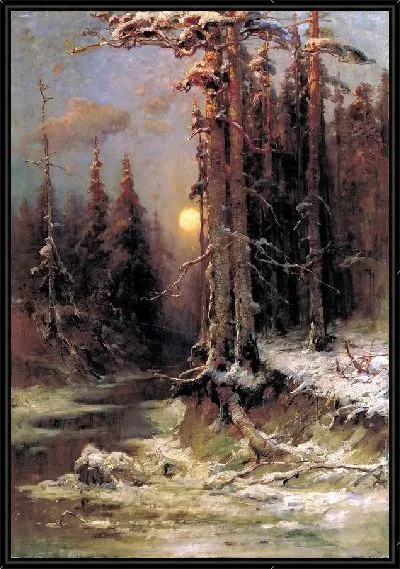 Картина Закат солнца зимой (Sunset in the winter)