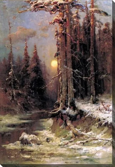 Картина Закат солнца зимой (Sunset in the winter)
