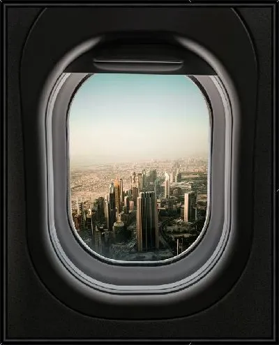 Картина Вид на город из иллюминатора самолёта