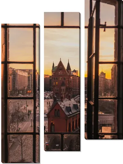 Модульная картина Окно на вид города