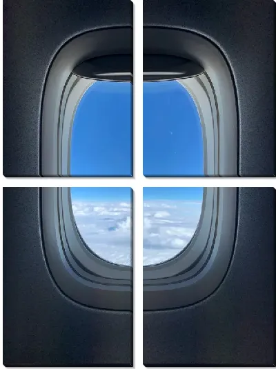 Модульная картина Вид на небо из иллюминатора самолёта №2