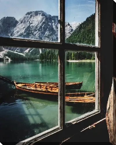 Постер Окно на горное озеро