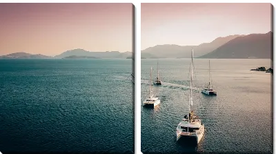Модульная картина Яхты в лучах заката №5