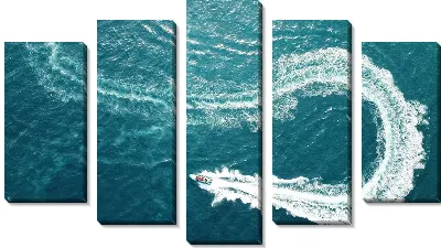 Модульная картина След от яхты в море