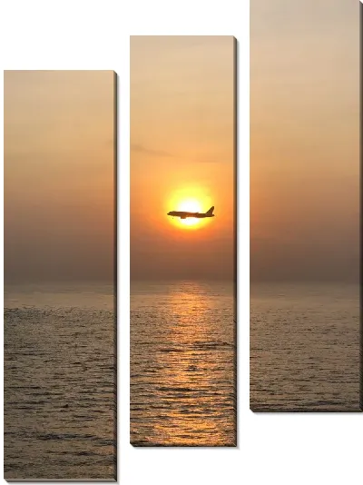 Модульная картина Самолет на фоне солнца
