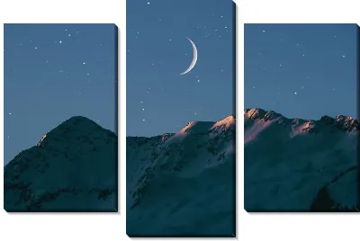 Модульная картина Месяц над заснеженными горами
