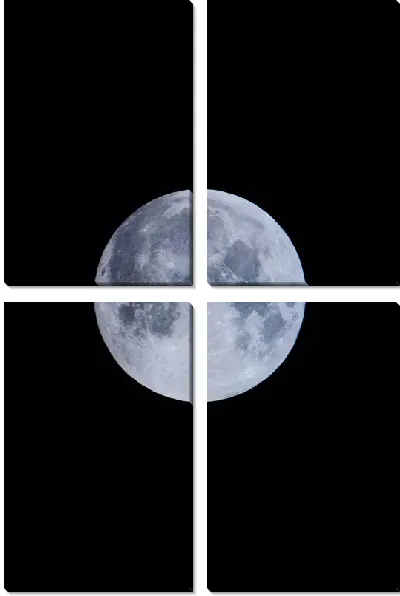 Модульная картина Луна на черном фоне
