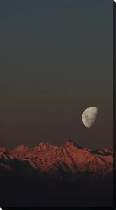 Постер Горный пейзаж с Луной