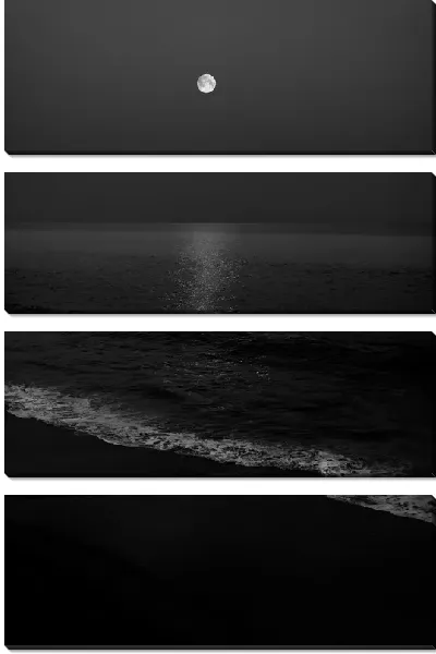 Модульная картина Ночной морской пейзаж с Луной