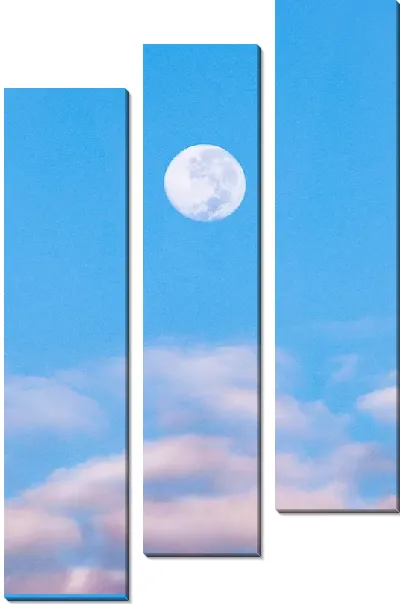 Модульная картина Круглая Луна над облаками