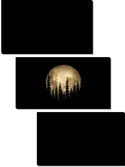 Модульная картина Луна на фоне деревьев №7