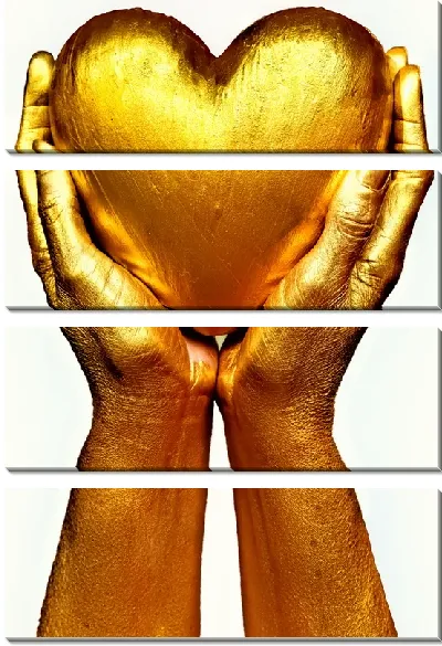 Модульная картина Золотое сердце в руках