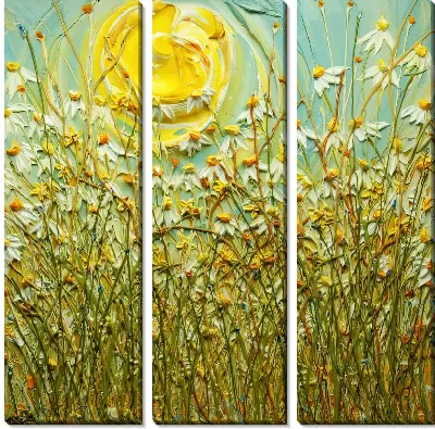 Объемная композиция с ромашками и Солнцем