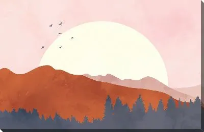 Картина маслом Солнце за горами №2