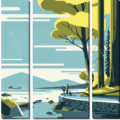 Модульная картина Прогулка по набережной