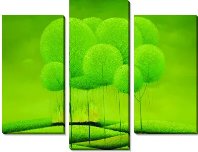 Модульная картина Зеленые арт деревья