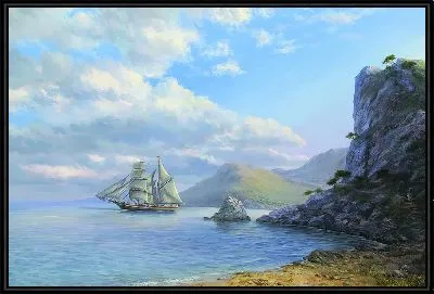 Картина Парусник в море №651